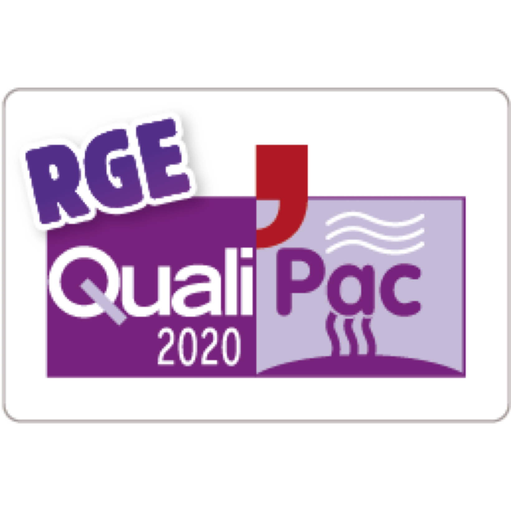 Logo violet sur fond blanc comprenant les inscriptions "QualiPac" 2020 RGE