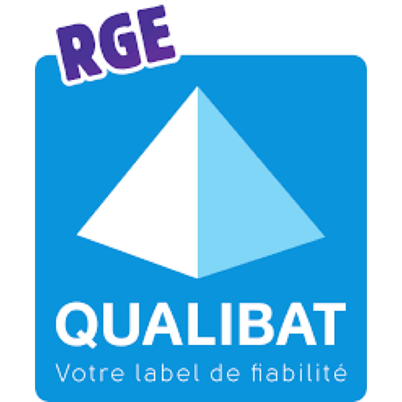 Un logo bleu contenant les inscriptions "RGE QULIBAT" gage de qualité